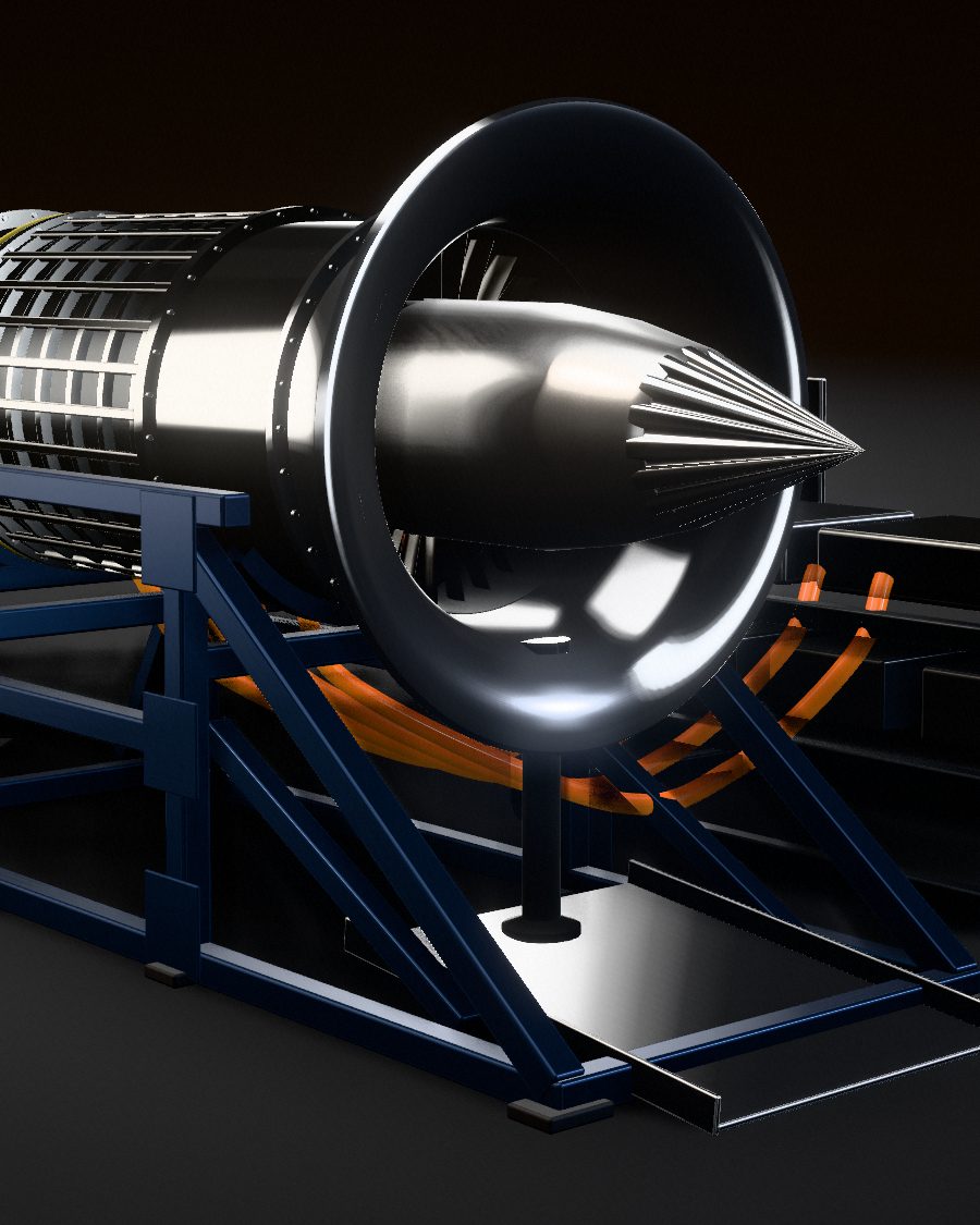 The intake of an Astro Mechanica propulsor at night